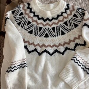 Z Supply Fair Isle Sweater - Cream, Black, and Brown